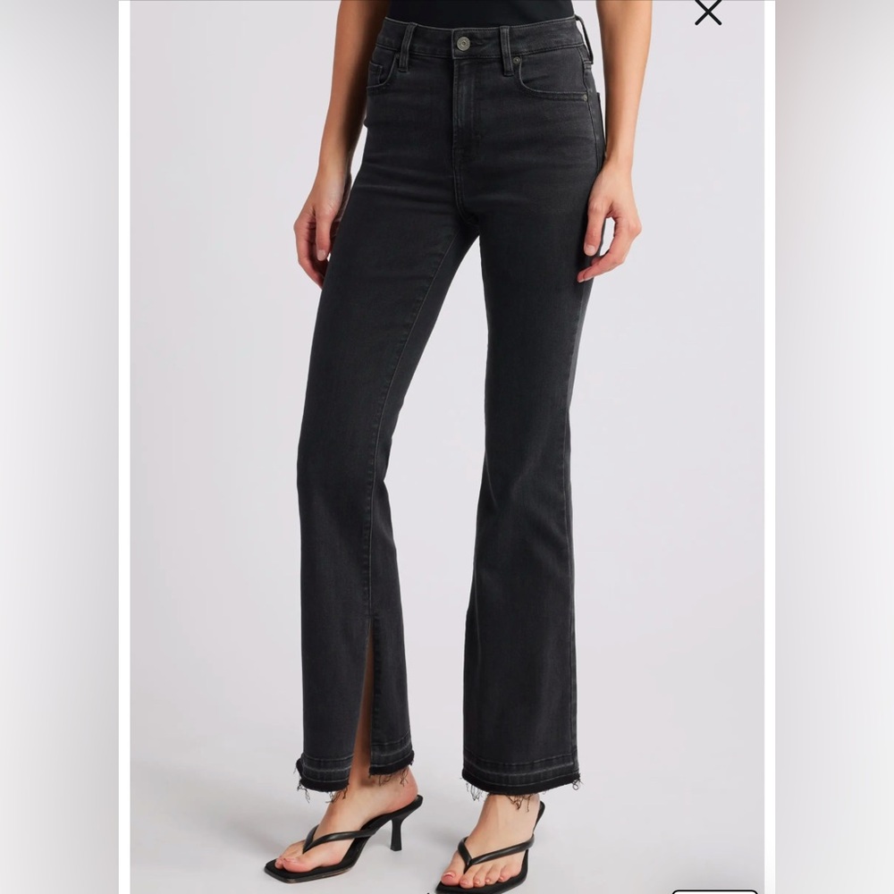 Hidden High Waist Frayed Hem Flare Jeans - Size 30